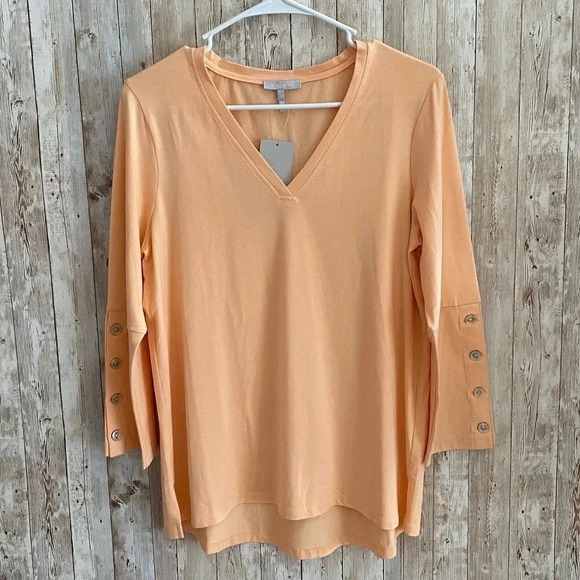 Hinson Wu Christy 3/4 Sleeve Top In Melon - Picture 1 of 5